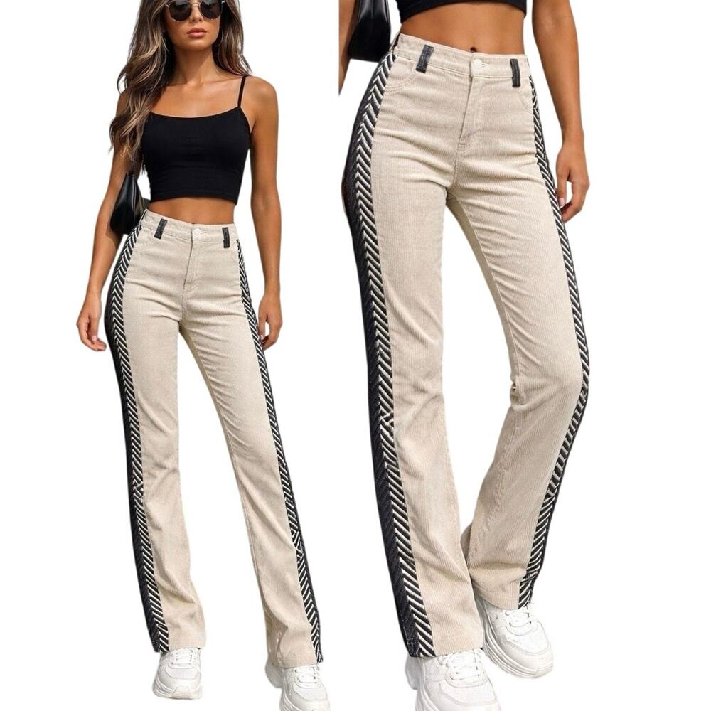 Haider Ackermann Embroidered Leather Corduroy Skinny Pants 32” Waist MSRP $1,974